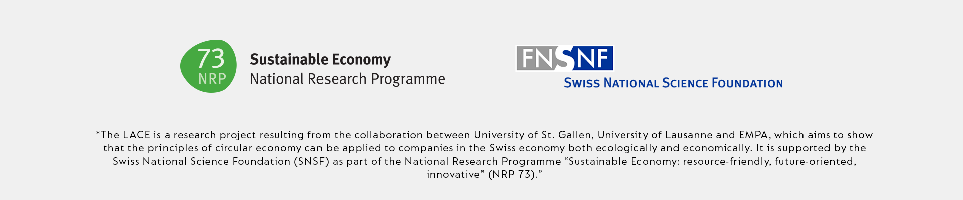 Logos Sustainable Economy National Research Programme and Swiss National Science Foundation